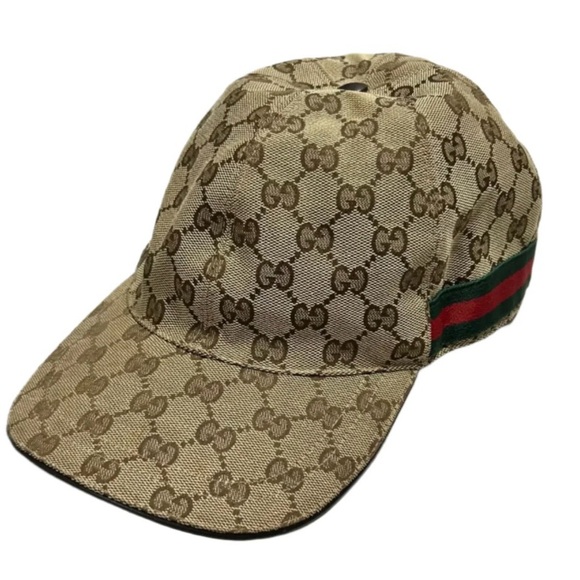 Gucci Tan Monogram Cap with Green and Red Stripe - Picture 2 of 6